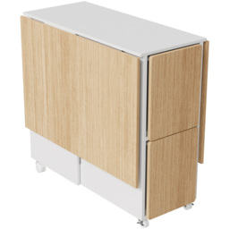 Living and Home 4 Seater Drop-Leaf Table Dining Set White and Light Wood - Natural Wood + White - Wilko - thumbnail 5