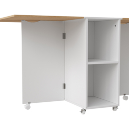Living and Home 4 Seater Drop-Leaf Table Dining Set White and Light Wood - Natural Wood + White - Wilko - thumbnail 7