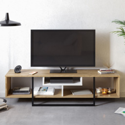 Decorotika Asal 3 Shelf Oak and White Black Modern TV Unit - Size: 40 x 150 x 35.2cm - Multi - Wilko - thumbnail 4