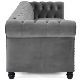 Home Detail Chesterfield 3 Seater Studded Grey Velvet Sofa - Wilko - thumbnail 5