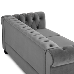 Home Detail Chesterfield 3 Seater Studded Grey Velvet Sofa - Wilko - thumbnail 6