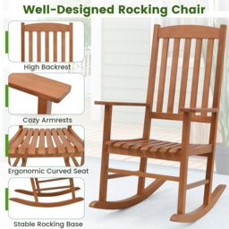 Costway Ergonomic Slatted Garden Rocking Chair - Wilko - thumbnail 7