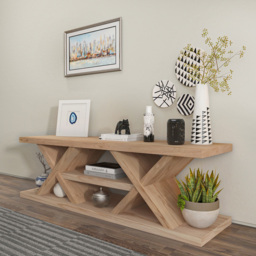 Decorotika Massi 8 Shelf Oak MDF TV Stand - Size: 42 x 136 x 37cm - Brown - Wilko - thumbnail 5