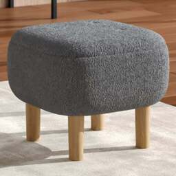 Living and Home Grey Wooden Footstool - Wilko