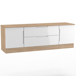 Crowndale Milan 2 Door 2 Drawer White Gloss and Bardolino Oak Wide TV Unit Ready Assembled - Size: 50 x 144 x 39cm - White Gloss & Bardolino Oak - Wil - thumbnail 6