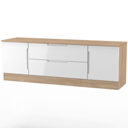 Crowndale Milan 2 Door 2 Drawer White Gloss and Bardolino Oak Wide TV Unit Ready Assembled - Size: 50 x 144 x 39cm - White Gloss & Bardolino Oak - Wil - thumbnail 5