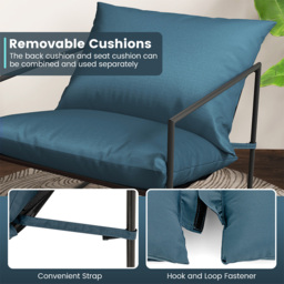 Costway Navy Sling Metal Accent Chair Set of 2 - Size: Single - Blue - Wilko - thumbnail 7
