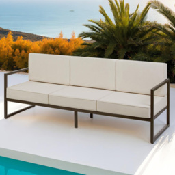 tectake Comosa 3 Seater Garden Sofa with Cushion - Brown - Wilko