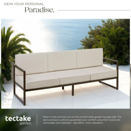 tectake Comosa 3 Seater Garden Sofa with Cushion - Brown - Wilko - thumbnail 5