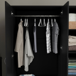 Vida Designs Riano 3 Door 2 Drawer Black Mirror Wardrobe - Size: 3 Door, 2 Drawer - Wilko - thumbnail 7