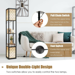 Costway 2 Shelf Storage Double Floor Lamp with Foot Switch - Size: 43 x 30 x 18cm - Multi - Wilko - thumbnail 7