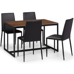 Julian Bowen Tribeca Jazz 4 Seater Dining Set Walnut and Black - Wilko - thumbnail 3