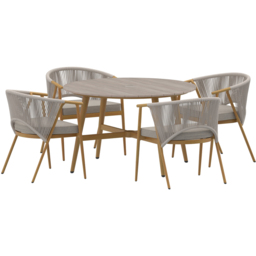 Charles Bentley Almada 4 Seater Rope Weave Garden Dining Set - Grey - Wilko - thumbnail 3