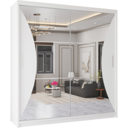 Sliding Wardrobes 4U California 2 Door White Curved Mirrored Wardrobe 150cm - Wilko - thumbnail 3