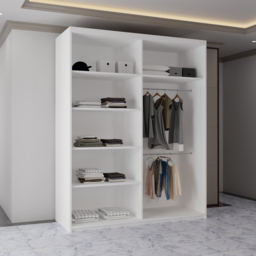 Sliding Wardrobes 4U California 2 Door White Curved Mirrored Wardrobe 150cm - Wilko - thumbnail 5