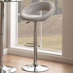 Florence Plump Light Grey Swivel Bar Stool with Open Back - Furniture To Go - Wilko