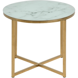 Florence Alisma White Clear Marble Glass Top Round Side Table with Gold Legs - Furniture To Go - Wilko - thumbnail 3