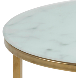 Florence Alisma White Clear Marble Glass Top Round Side Table with Gold Legs - Furniture To Go - Wilko - thumbnail 5