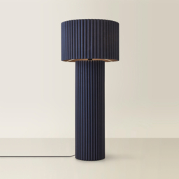 ValueLights Lenny Navy Blue Drum Lamp Shade Ribbed Fabric Midi LED Floor Lamp - Size: 108.5 x 46 x 46cm - Wilko - thumbnail 6
