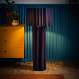 ValueLights Lenny Navy Blue Drum Lamp Shade Ribbed Fabric Midi LED Floor Lamp - Size: 108.5 x 46 x 46cm - Wilko - thumbnail 7