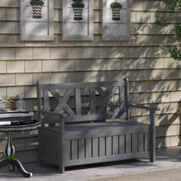 Outsunny Charcoal Grey Wood Storage Garden Bench - Size: 2 Seater - Wilko - thumbnail 4
