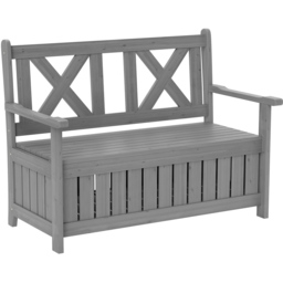 Outsunny Charcoal Grey Wood Storage Garden Bench - Size: 2 Seater - Wilko - thumbnail 3