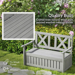 Outsunny Charcoal Grey Wood Storage Garden Bench - Size: 2 Seater - Wilko - thumbnail 7