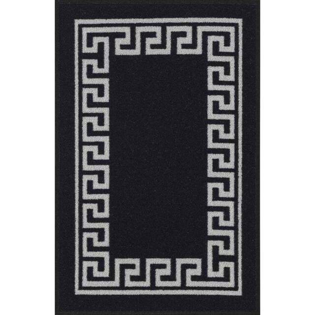 Desire Rugs Havana Black Greek Key Anti Slip Door Mat 90 x 57cm - Size: 57 x 90cm - Wilko - image 1