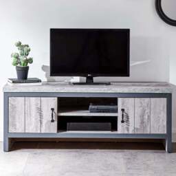 GFW Boston 2 Door 2 Shelf Grey TV Unit - Size: 39 x 113 x 43cm - Wilko