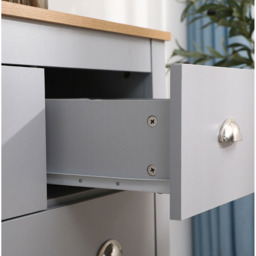 FurnitureHMD 4 Drawer Grey and Oak Effect Wooden Chest of Drawers - Wilko - thumbnail 4