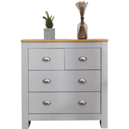 FurnitureHMD 4 Drawer Grey and Oak Effect Wooden Chest of Drawers - Wilko - thumbnail 3