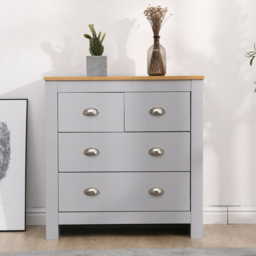 FurnitureHMD 4 Drawer Grey and Oak Effect Wooden Chest of Drawers - Wilko - thumbnail 6