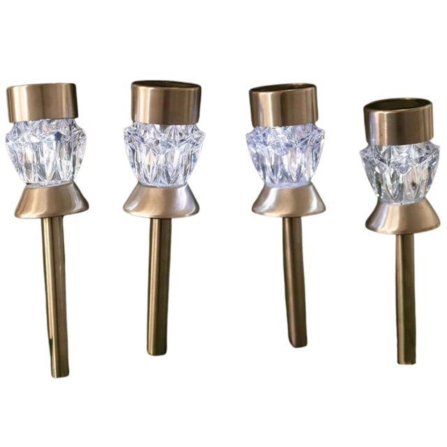 Garden Mile 4 Pack Crystal Solar LED Stake Light - Size: 34 x 20 x 20cm - Silver - Wilko - image 1