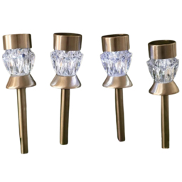 Garden Mile 4 Pack Crystal Solar LED Stake Light - Size: 34 x 20 x 20cm - Silver - Wilko - thumbnail 1