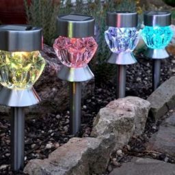 Garden Mile 4 Pack Crystal Solar LED Stake Light - Size: 34 x 20 x 20cm - Silver - Wilko - thumbnail 4