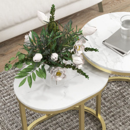 HOMCOM 2 Piece White Round and Oblong Table Set - Size: 50.5 x 50.0 x 50.0cm - Wilko - thumbnail 4
