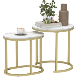 HOMCOM 2 Piece White Round and Oblong Table Set - Size: 50.5 x 50.0 x 50.0cm - Wilko - thumbnail 3