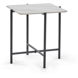 Julian Bowen Siena White Marbled Sintered Stone Square Lamp Table - Size: 50 x 50 x 55cm - Wilko - thumbnail 3