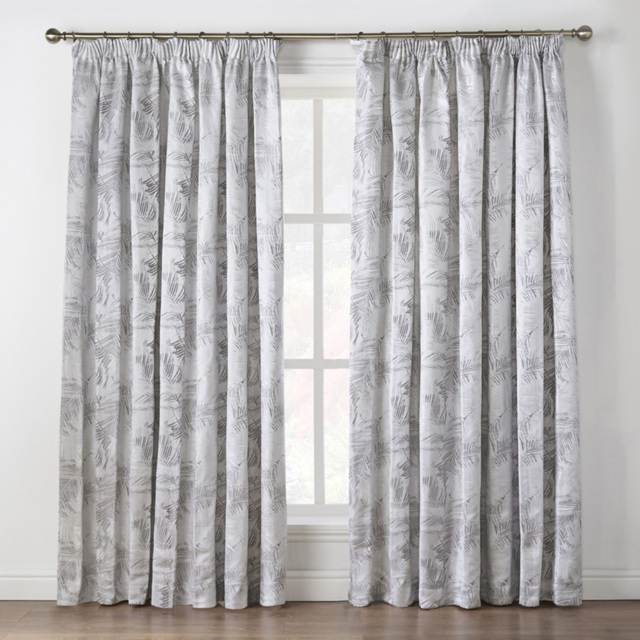 Alan Symonds Fiji Silver Pencil Pleated Curtains 228 x 274cm - Size: W 228 x D 274cm - Wilko - image 1