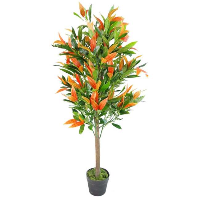 Botanik Red Green Ficus Artificial Plant with Real Wood Trunk in Pot 4.3ft - Size: 130 x 50 x 50cm - Wilko - image 1