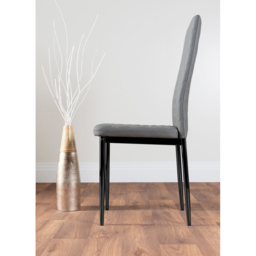 Furniturebox Valera Set of 6 Grey and Black Faux Leather Dining Chair - Wilko - thumbnail 4