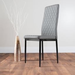 Furniturebox Valera Set of 6 Grey and Black Faux Leather Dining Chair - Wilko - thumbnail 6