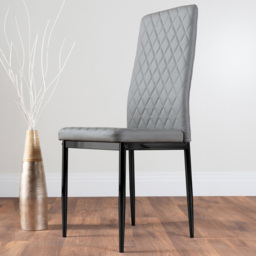 Furniturebox Valera Set of 6 Grey and Black Faux Leather Dining Chair - Wilko - thumbnail 1