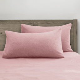 Velosso Double Blush Pink Teddy Fleece Duvet Set - Wilko - thumbnail 3