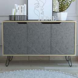 Core Products Manhattan 3 Doors Pine and Grey Medium Sideboard - Size: 38 x 117 x 75cm - Brown - Wilko
