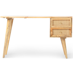 Desser Venice 2 Drawer Natural Rattan and Mango Wood Dressing Table Set - Size: 60 x 130 x 78cm - Cream - Wilko - thumbnail 7