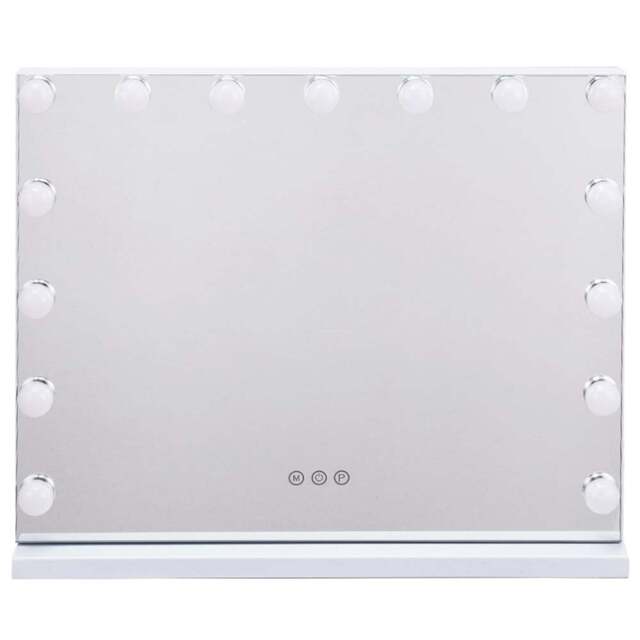 Living and Home Hollywood Vanity Tabletop Mirror with 15 LED Bulb 48 x 58cm - White - Wilko - image 1