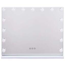 Living and Home Hollywood Vanity Tabletop Mirror with 15 LED Bulb 48 x 58cm - White - Wilko