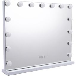 Living and Home Hollywood Vanity Tabletop Mirror with 15 LED Bulb 48 x 58cm - White - Wilko - thumbnail 4