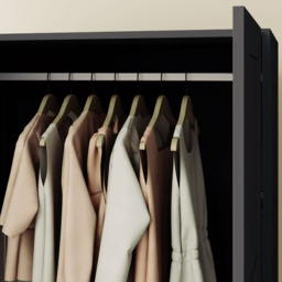 Portland 2 Door Black Double Wardrobe with Hanging Rail - Wilko - thumbnail 5